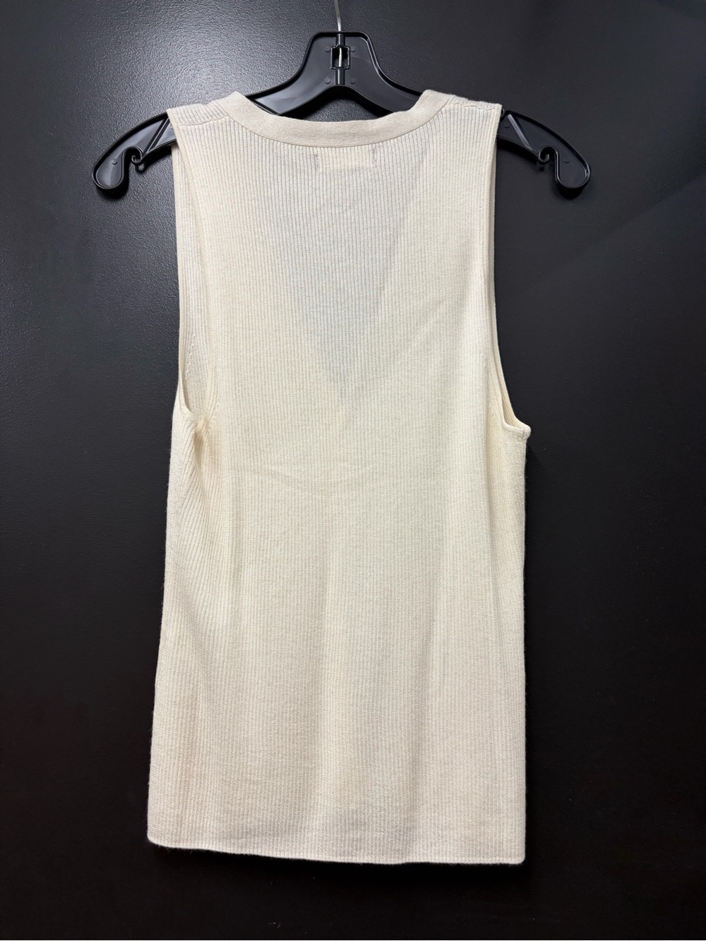NAADAM Ivory Ribbed V-Neck Button Tank - Picture 2 of 5